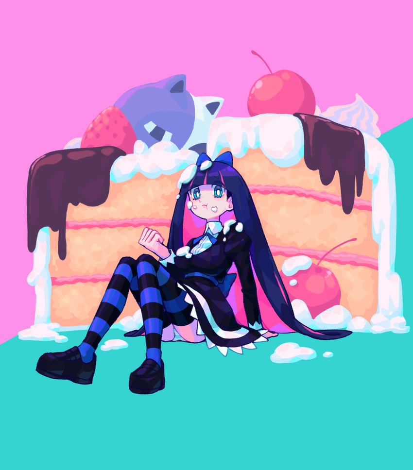 stocking and honekoneko (panty & stocking with garterbelt) drawn by 28_(282teeth)