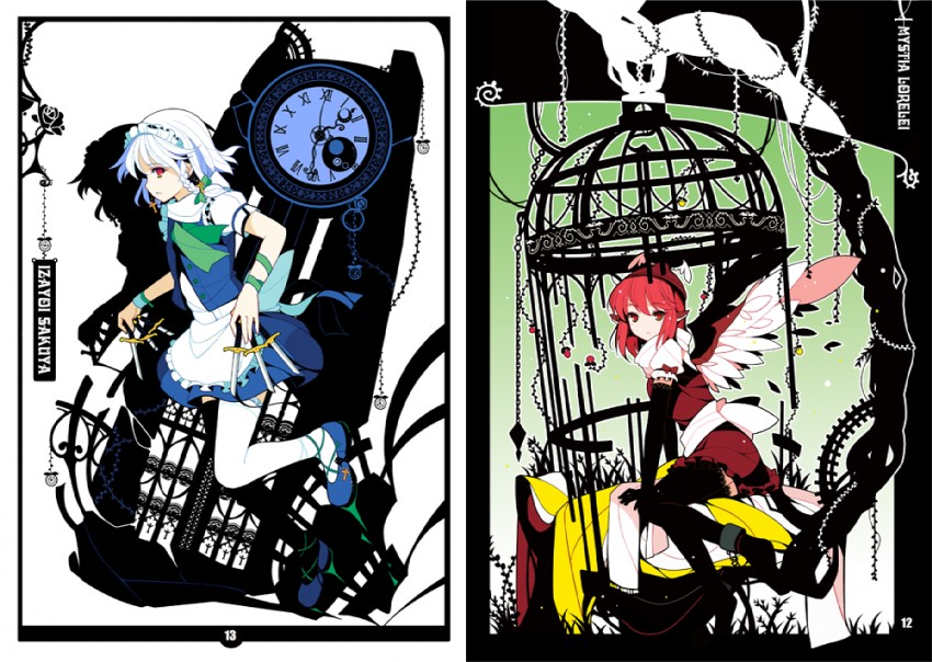 izayoi sakuya and mystia lorelei (touhou) drawn by ideolo