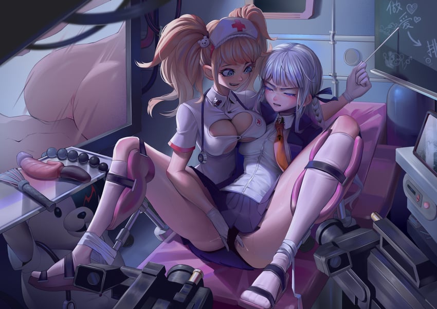 kirigiri kyoko, enoshima junko, monokuma, and naegi makoto (danganronpa and 1 more) drawn by h.an_(516635864)