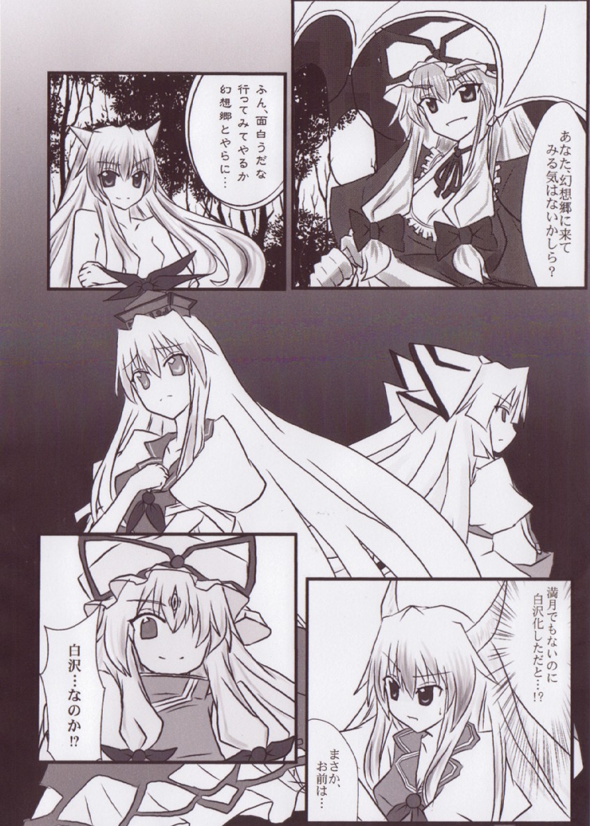 yakumo yukari, fujiwara no mokou, kamishirasawa keine, and ex-keine (touhou) drawn by netachou