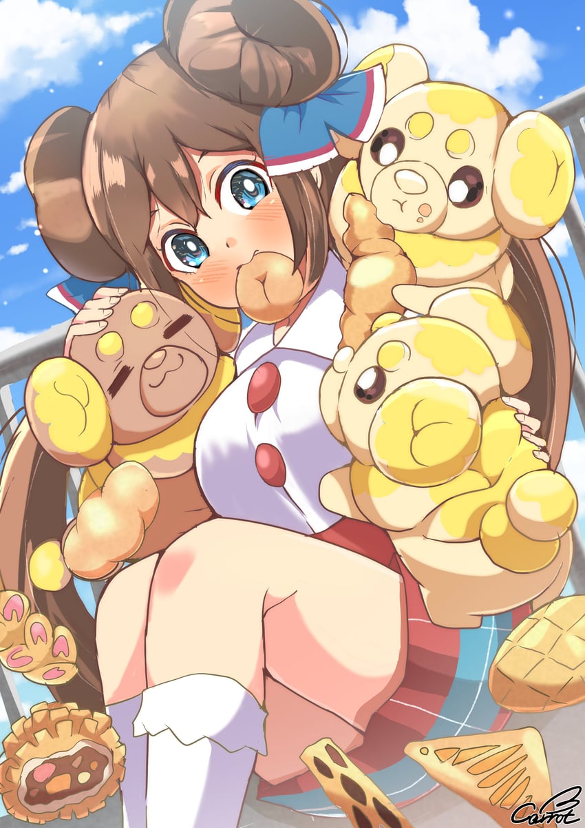 rosa and fidough (pokemon and 1 more) drawn by carrot_summer