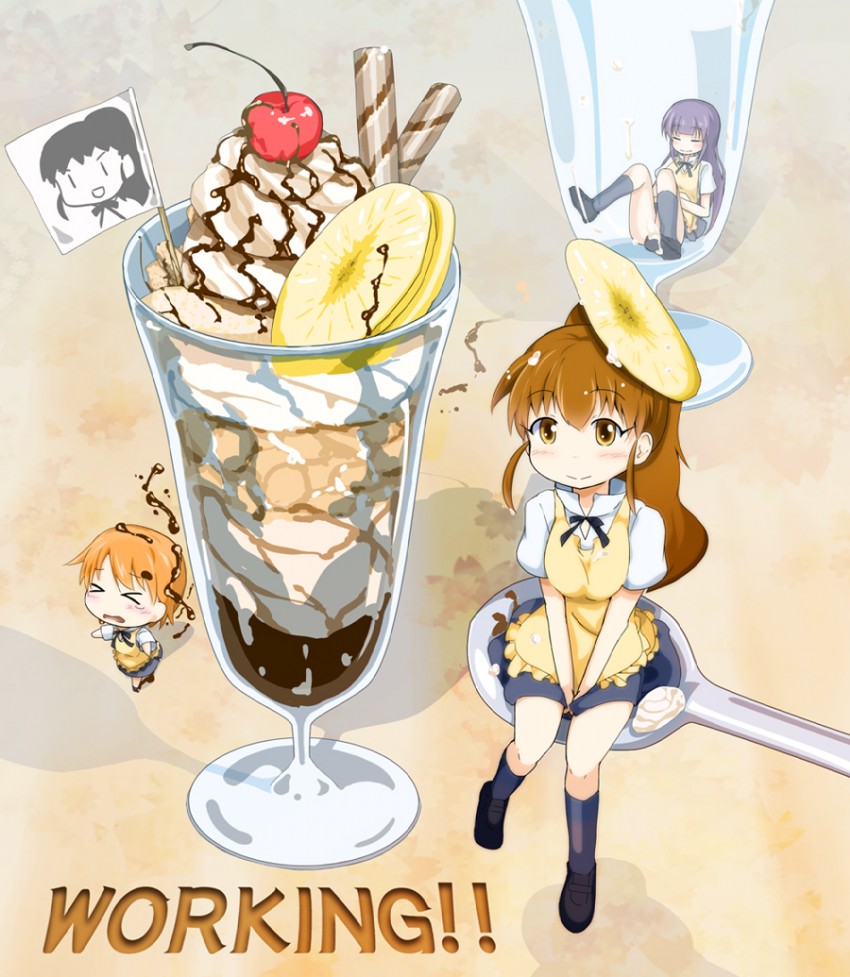 taneshima popura, inami mahiru, and yamada aoi (working!!) drawn by sch