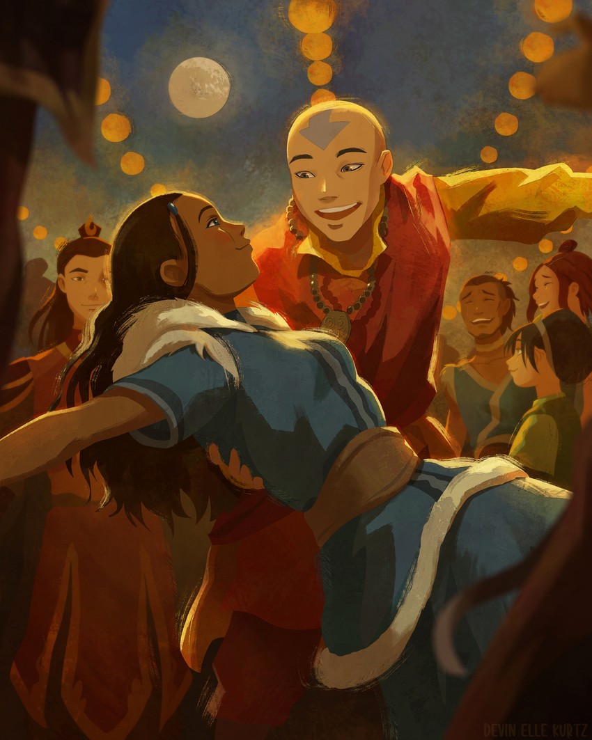 toph beifong, katara, aang, zuko, sokka, and 1 more (avatar legends and 1 more) drawn by devin_elle_kurtz