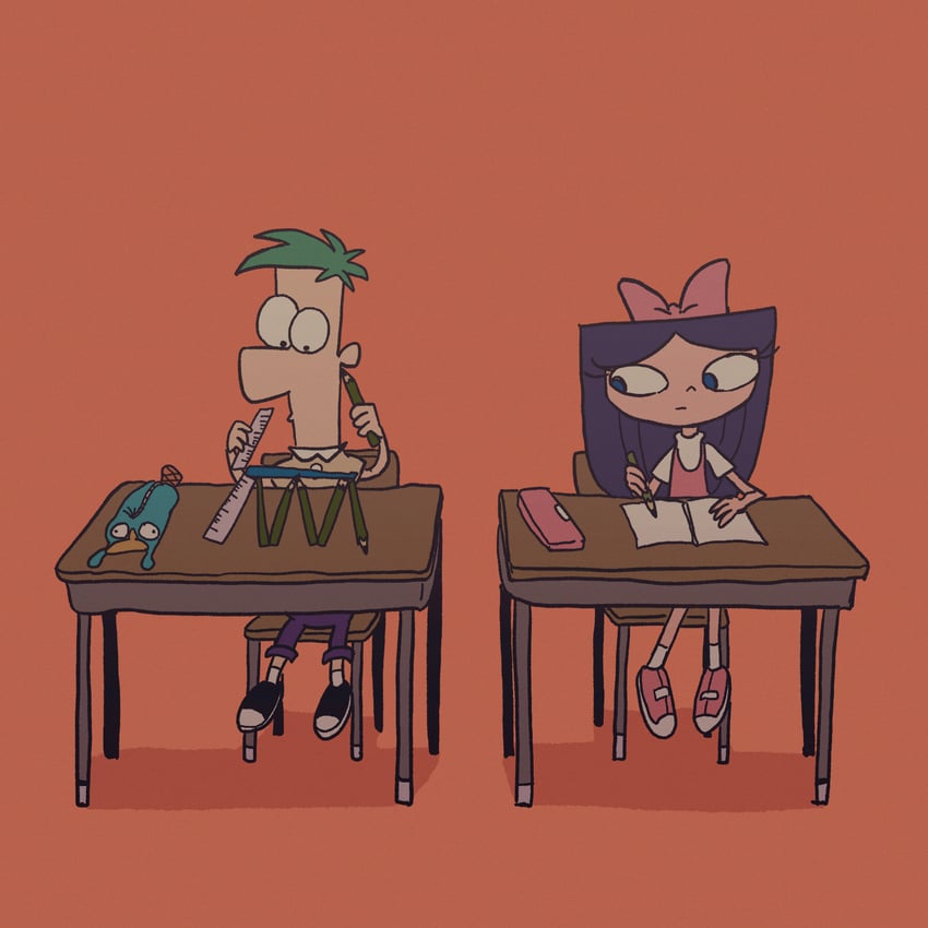 perry the platypus, isabella garcia-shapiro, and ferb fletcher (phineas and ferb) drawn by user_yjwt5725