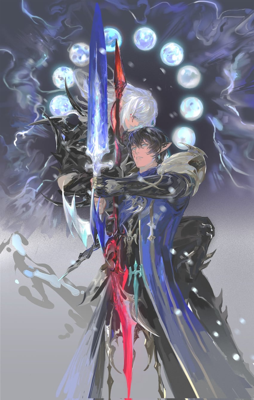 dragoon, estinien varlineau, and aymeric de borel (final fantasy and 1 more) drawn by rongli_(hxl1014)