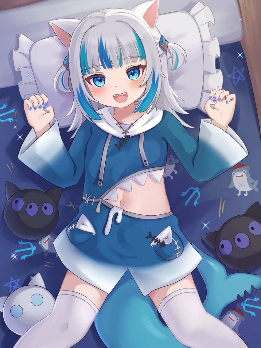 gawr gura (hololive and 1 more) drawn by nekopurin_(nyanko_prin)