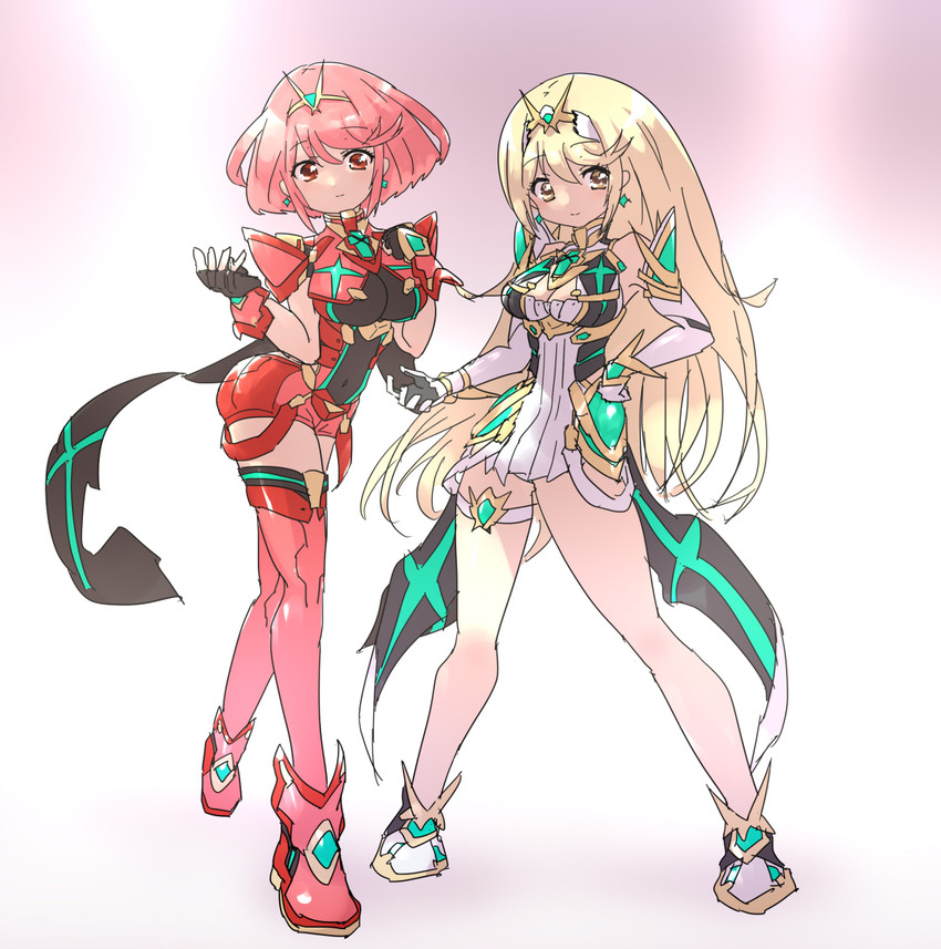 pyra and mythra (xenoblade chronicles and 1 more) drawn by tavn