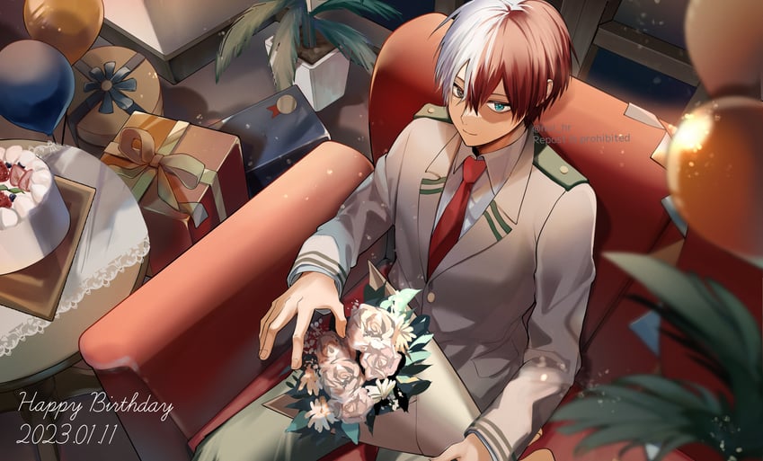 todoroki shoto (boku no hero academia) drawn by miyanami_3