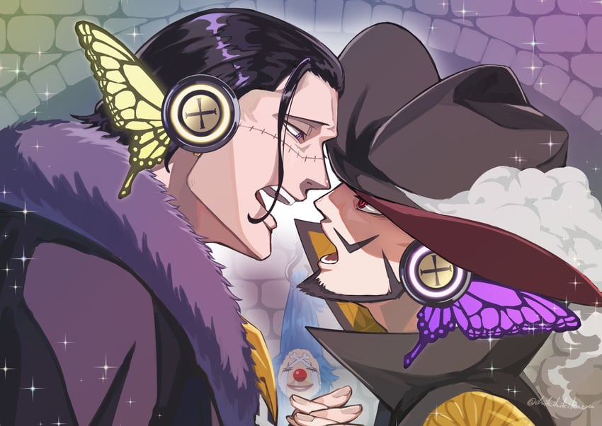 crocodile, buggy the clown, and dracule mihawk (one piece and 1 more) drawn by 0hikihikikaeru