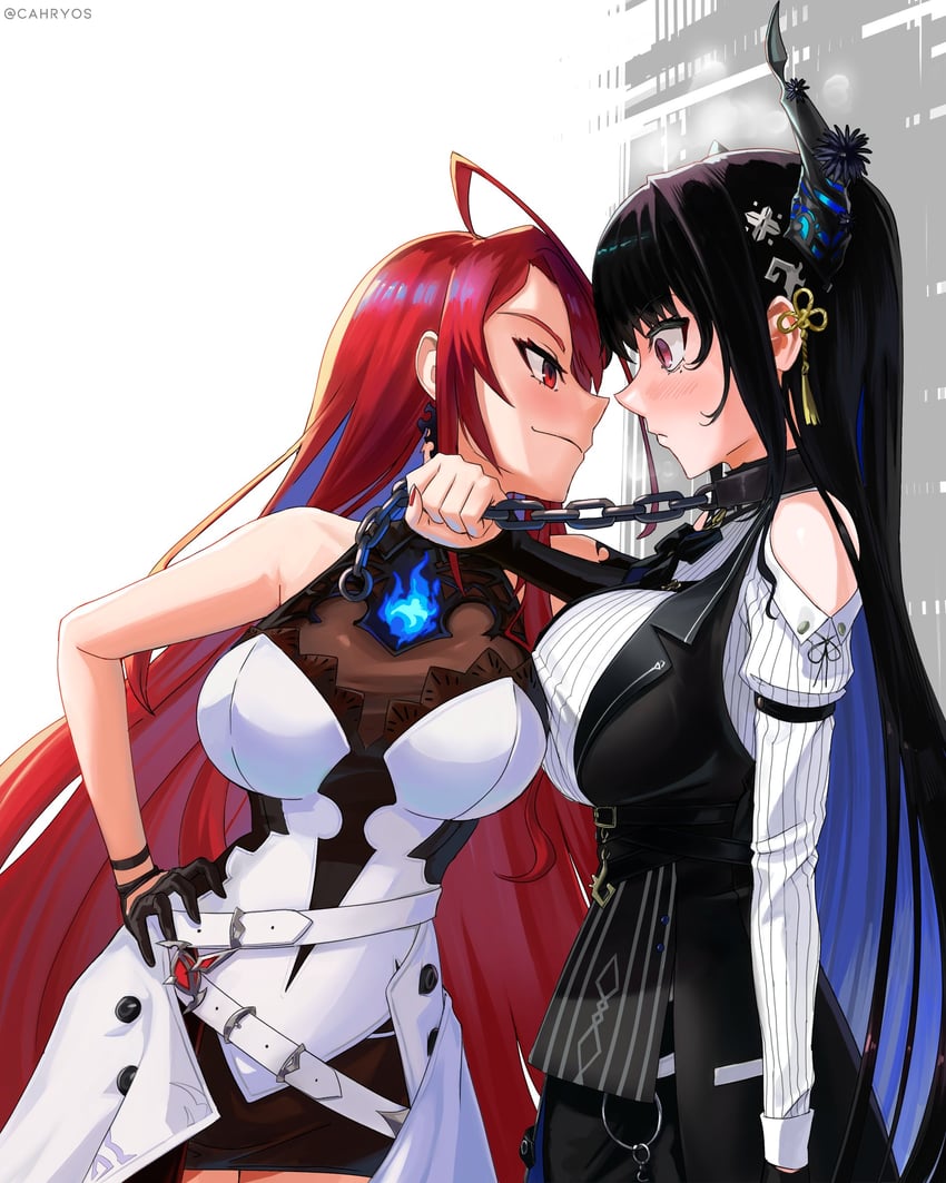 nerissa ravencroft and elizabeth rose bloodflame (hololive and 1 more) drawn by cahryos