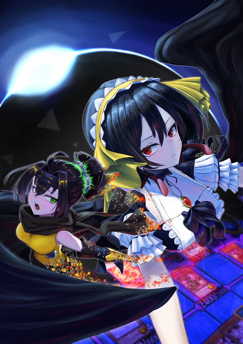 s-force rappa chiyomaru, s:p little knight, underworld goddess of the closed world, and fiendsmith engraver (yu-gi-oh!) drawn by triangle_del