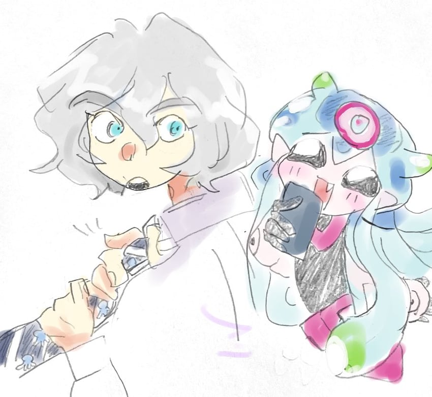 jellymon and higashimitarai kiyoshiro (digimon and 1 more) drawn by baba_yokuiru