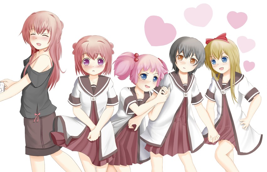 toshinou kyouko, akaza akari, funami yui, yoshikawa chinatsu, and akaza akane (yuruyuri) drawn by miyabi_(miyabi)