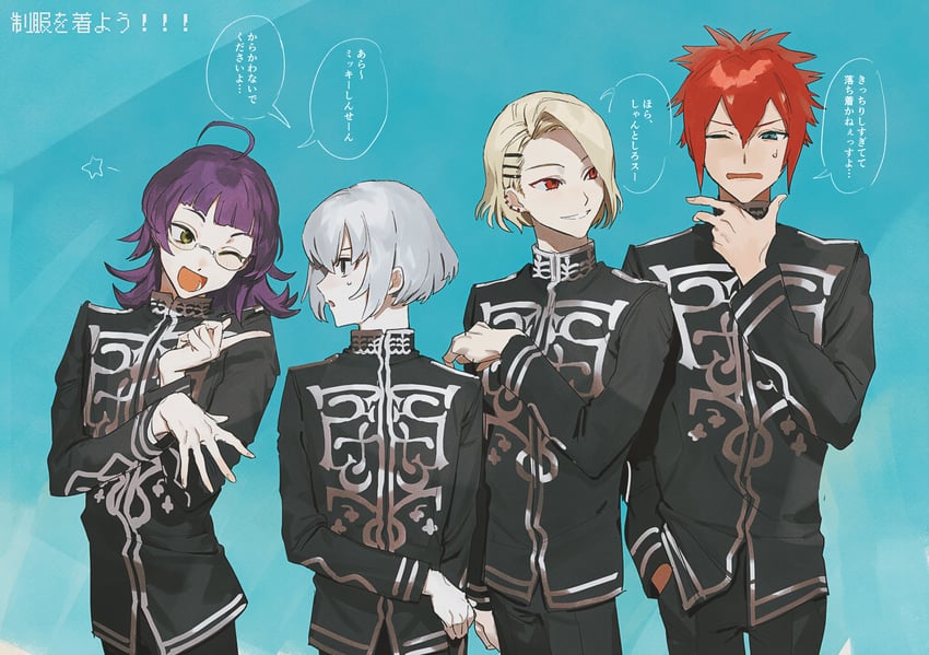 shirota mitsuki, neji kokuto, takashina sarafumi, and orimaki suzu (jack jeanne) drawn by yumu1059