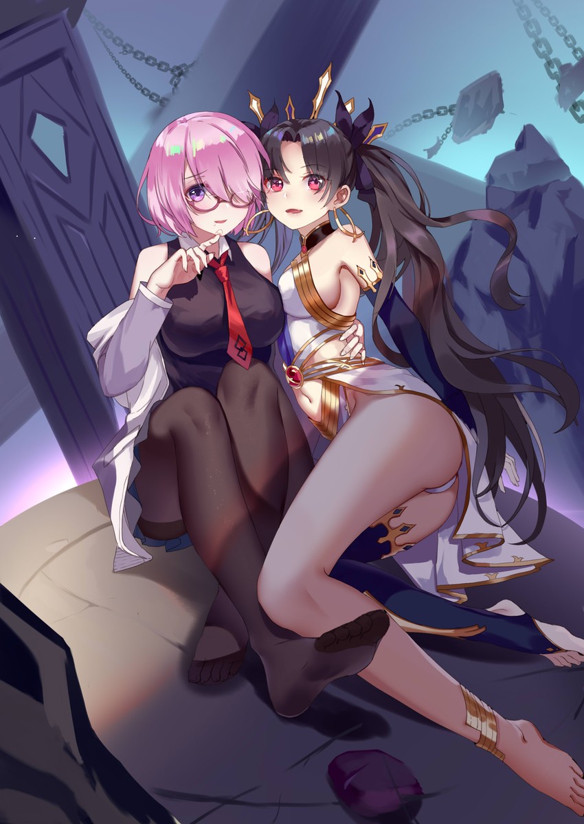 mash kyrielight and ishtar (fate and 1 more) drawn by cecilia_(oshigoto_boshuuchuu)