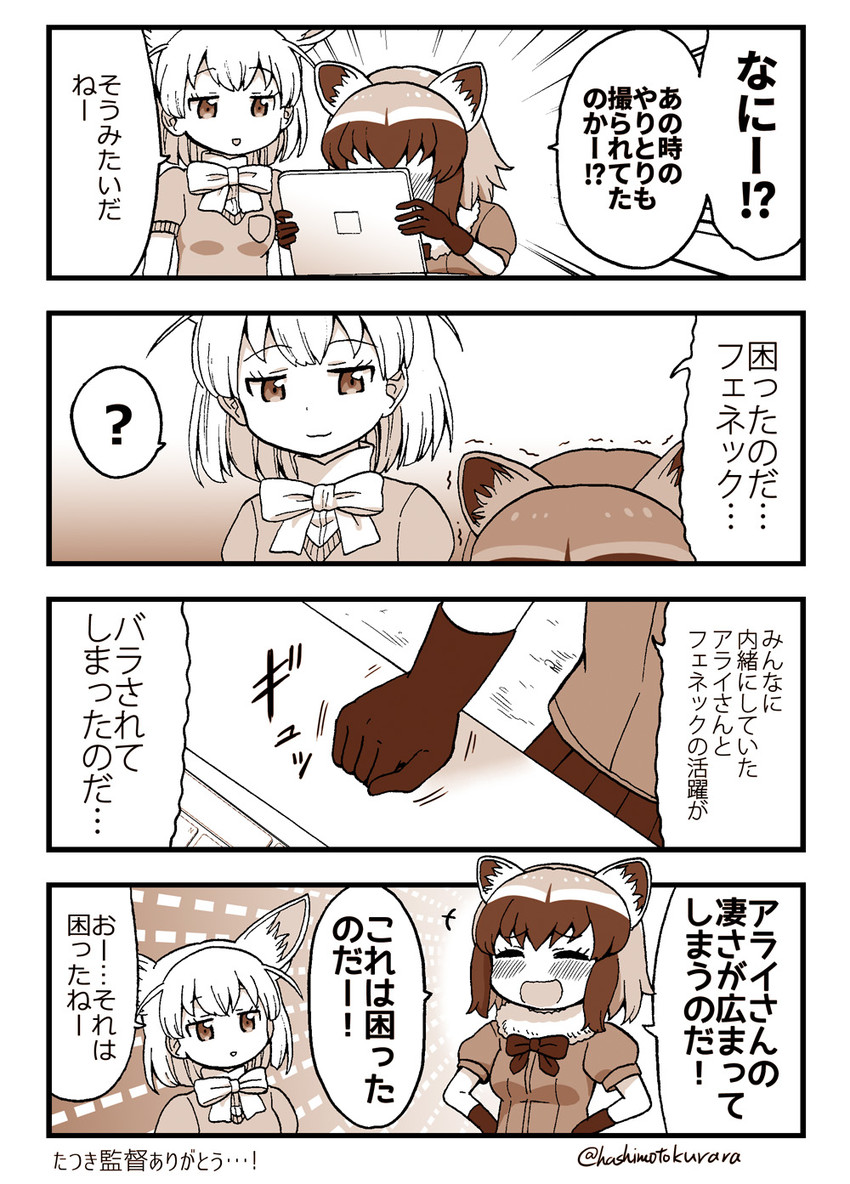 common raccoon and fennec (kemono friends) drawn by hashimoto_kurara