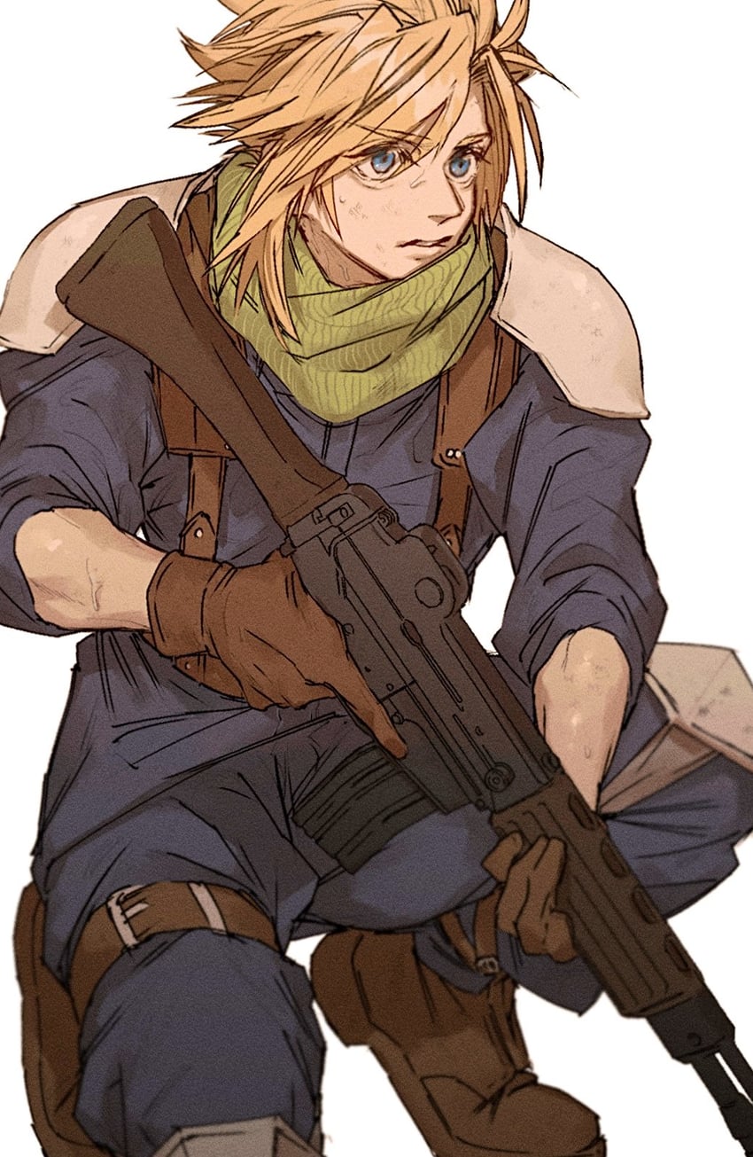 cloud strife (final fantasy and 2 more) drawn by inuue15