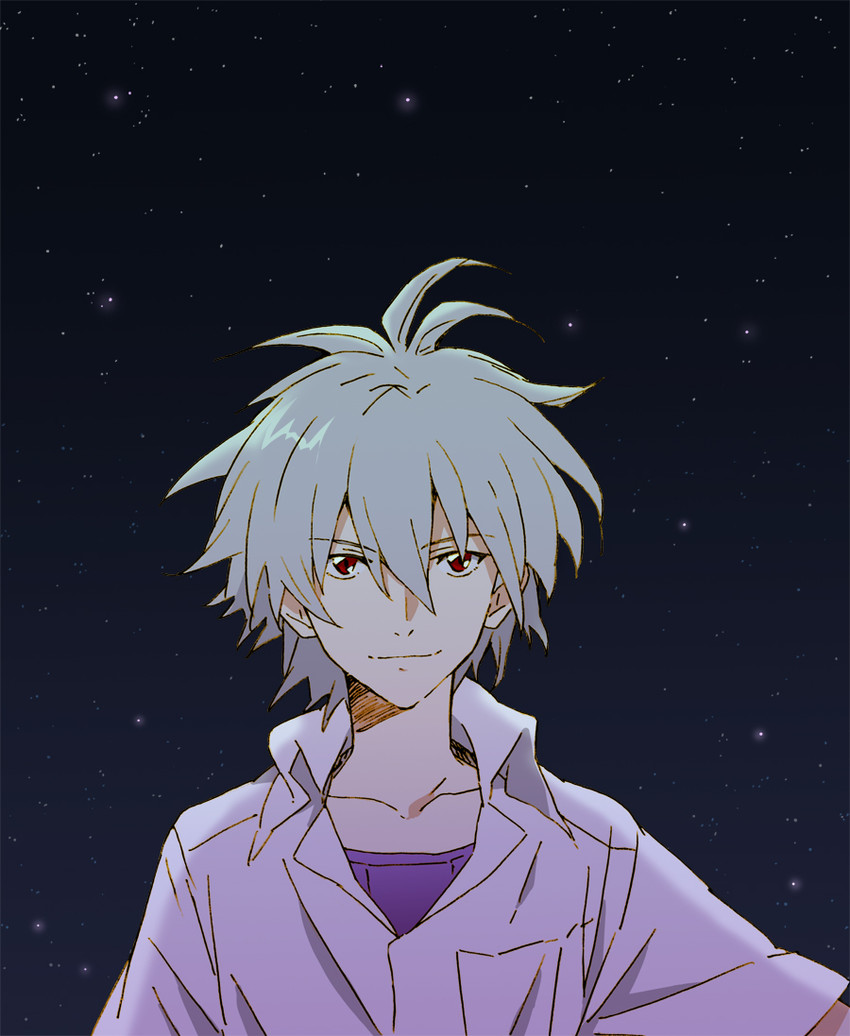 nagisa kaworu (neon genesis evangelion and 2 more) drawn by mako_(macomaco7)