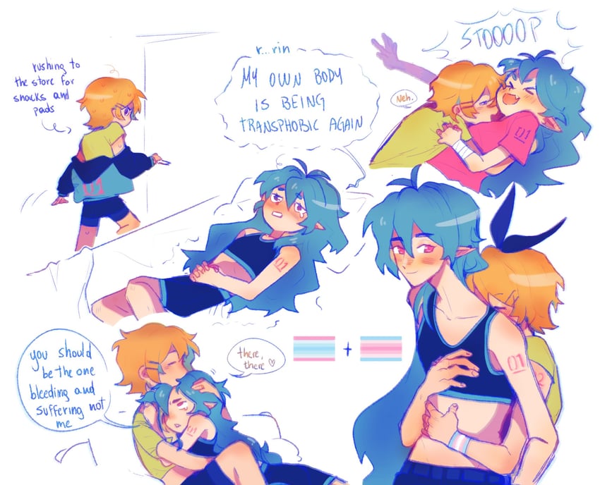 hatsune miku and kagamine rin (vocaloid) drawn by mikurinkuwu