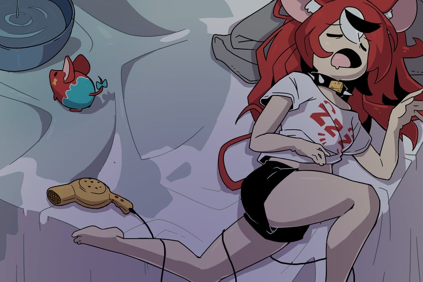 hakos baelz and mr. squeaks (hololive and 1 more) drawn by morningpanda