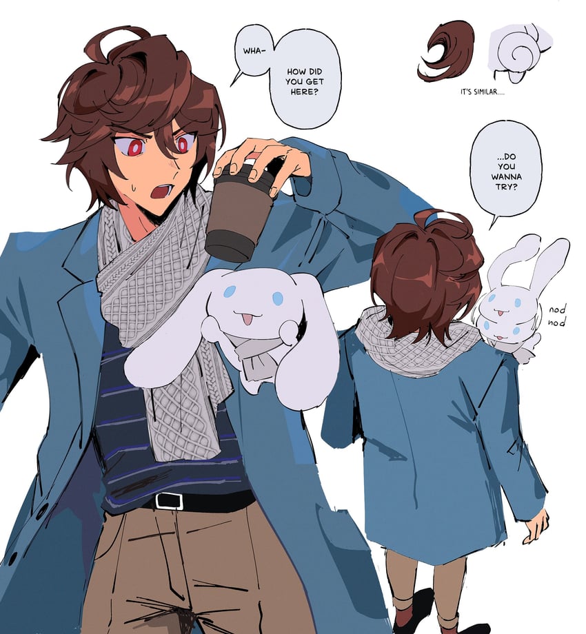 cinnamoroll and sandalphon (granblue fantasy and 2 more) drawn by nodplus50pts