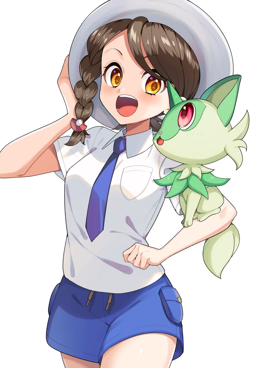 juliana and sprigatito (pokemon and 1 more) drawn by yuihico