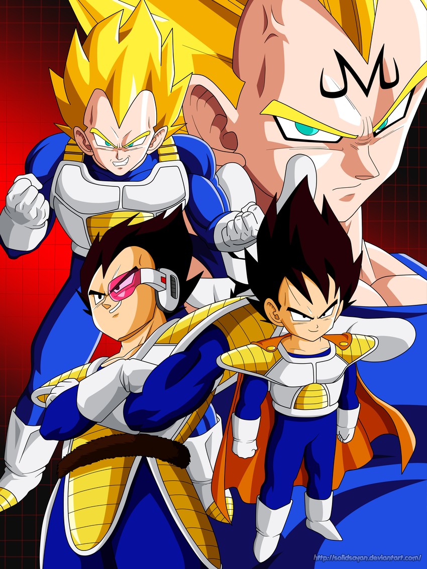 vegeta and majin vegeta (dragon ball and 1 more) drawn by solidsayan