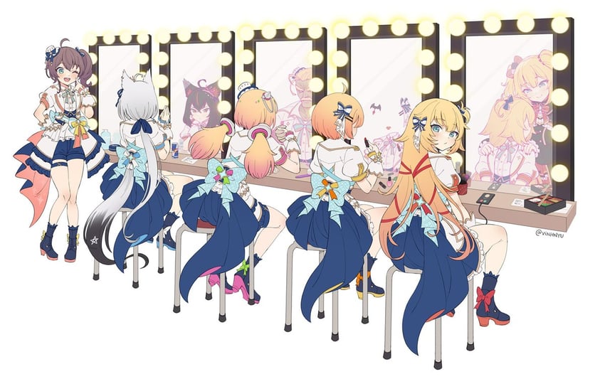 shirakami fubuki, natsuiro matsuri, akai haato, aki rosenthal, yozora mel, and 2 more (hololive) drawn by vinhnyu