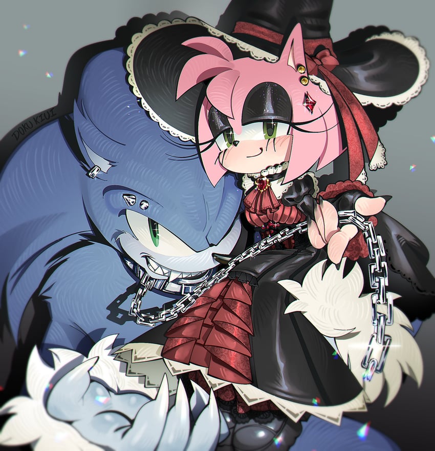 sonic the hedgehog, amy rose, and sonic the werehog (sonic and 1 more) drawn by dokukiui