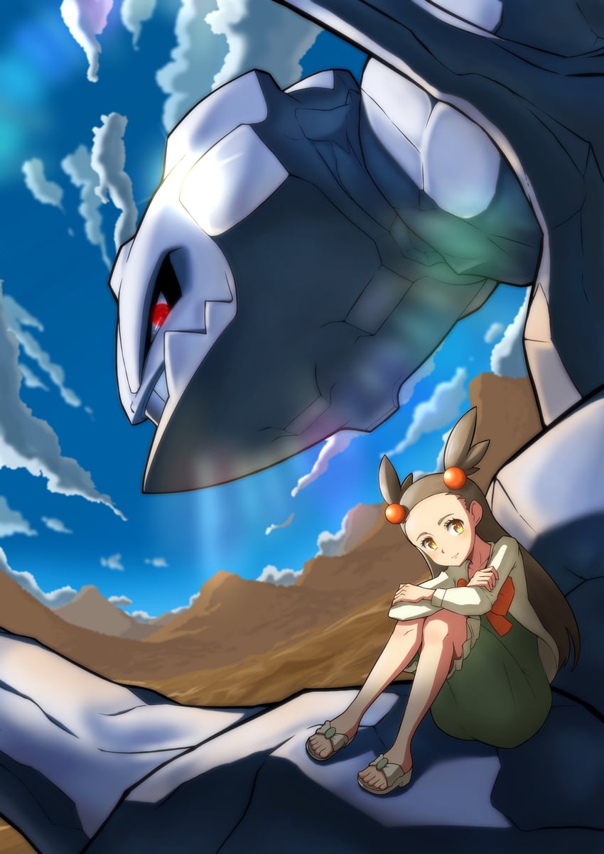 jasmine and steelix (pokemon and 1 more) drawn by osugyino_(giura2447)