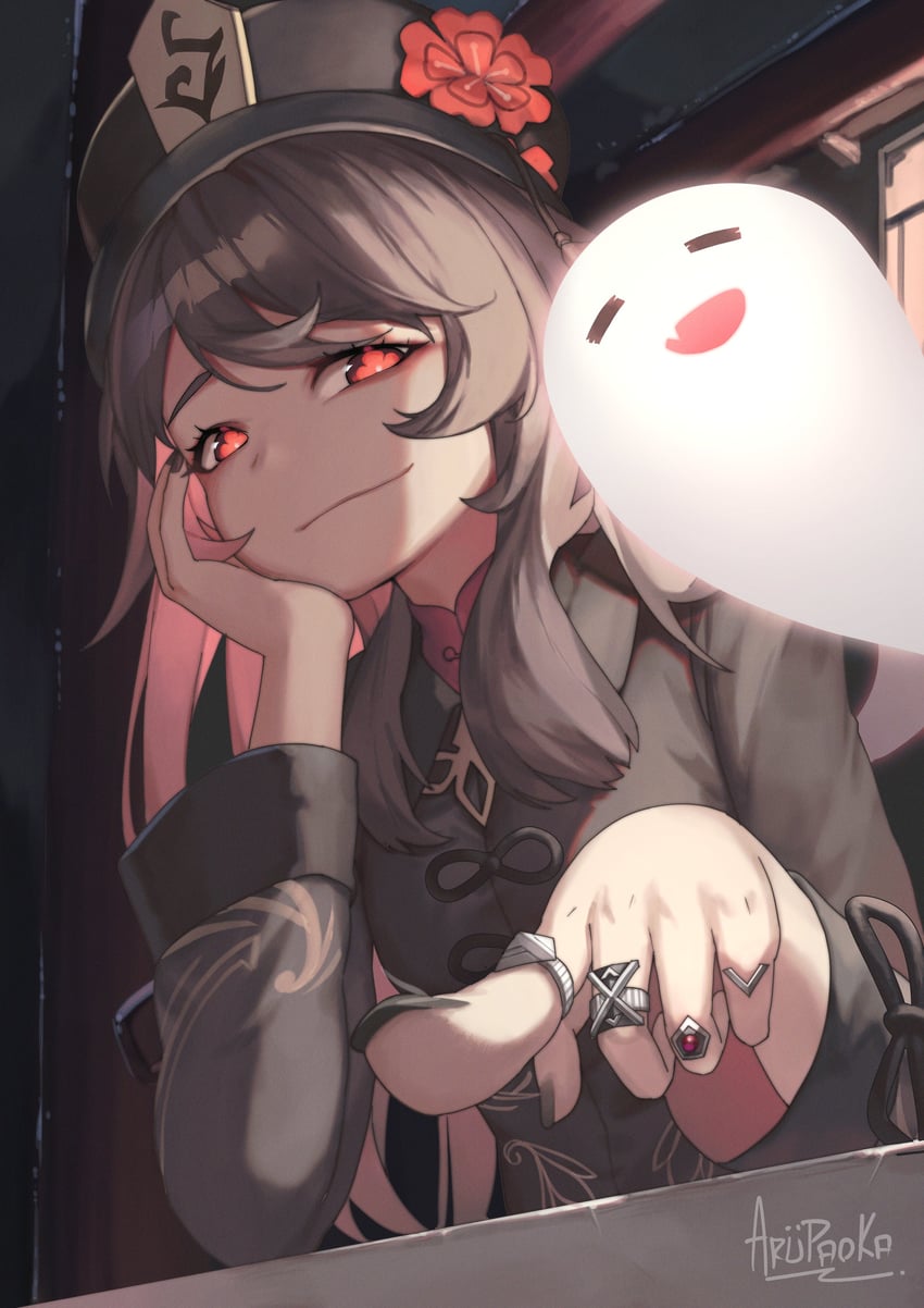 hu tao and boo tao (genshin impact) drawn by arupaoka