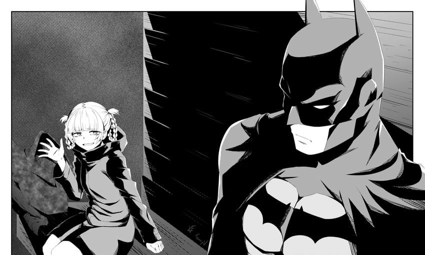 batman and nanakusa nazuna (dc comics and 2 more) drawn by tanny_v