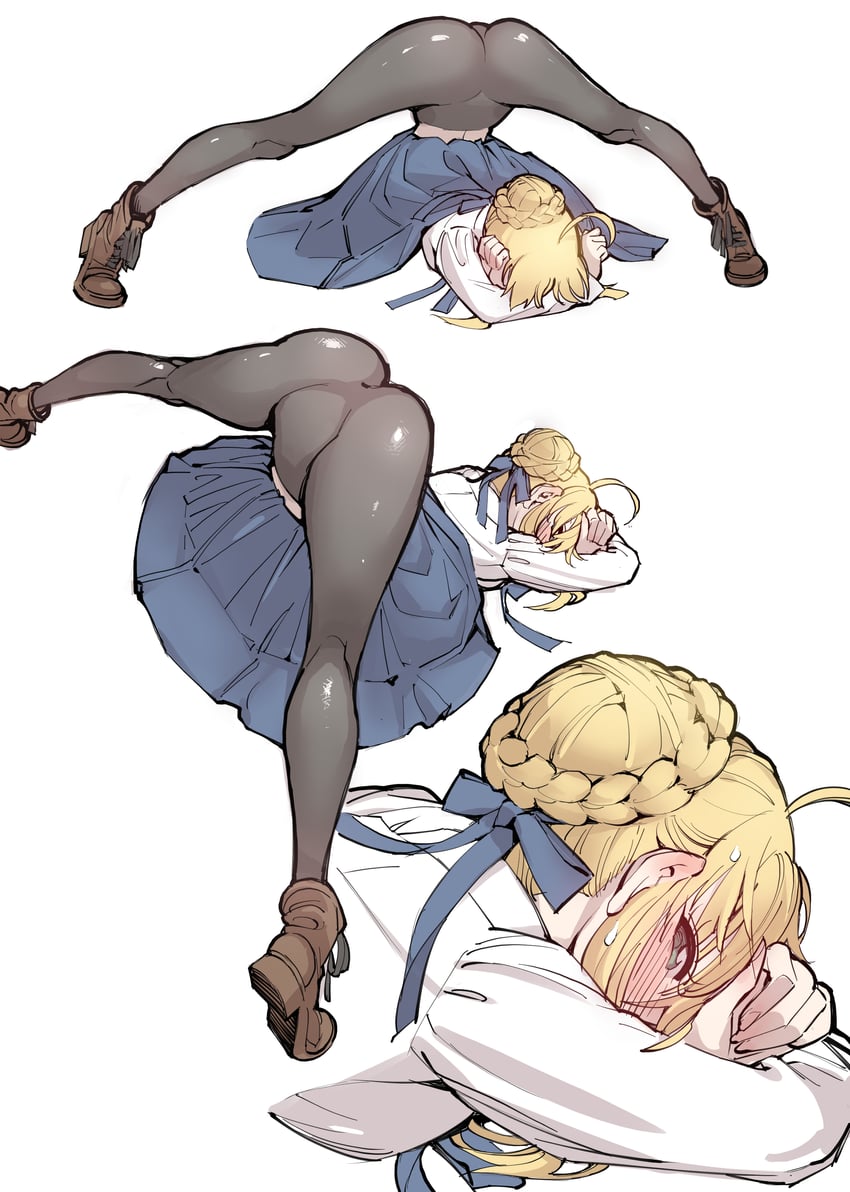 artoria pendragon and saber (fate and 1 more) drawn by little_mojoi