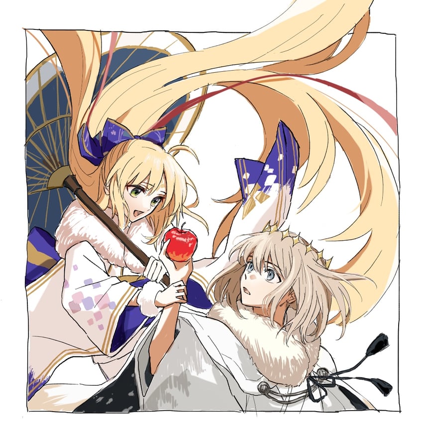 artoria pendragon, artoria caster, and oberon (fate and 1 more) drawn by arilry