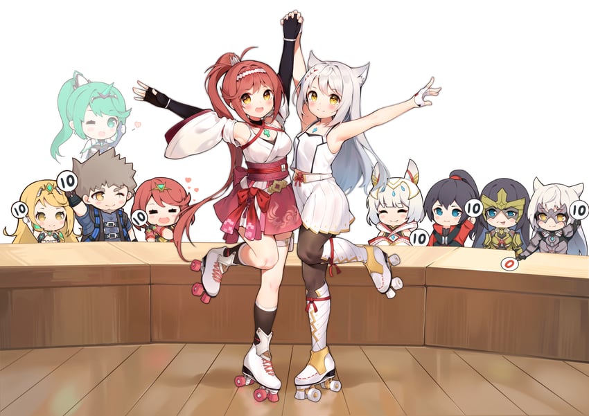 pyra, mythra, nia, rex, mio, and 5 more (xenoblade chronicles and 2 more) drawn by situmeyer_mi