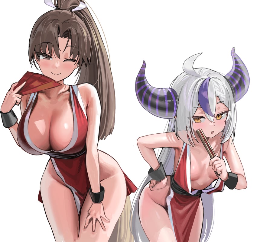 shiranui mai and la+ darknesss (hololive and 2 more) drawn by kanzarin