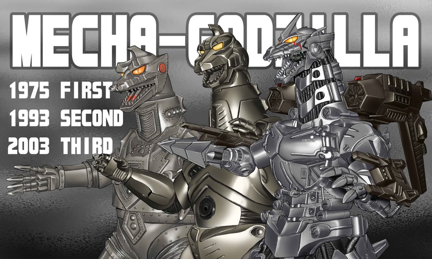 mechagodzilla, kiryu, and mechagodzilla 2 (godzilla and 5 more) drawn by satoru33