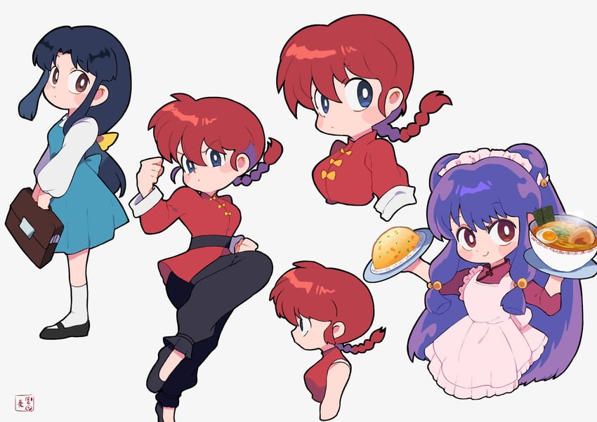 ranma-chan, shampoo, and tendou akane (ranma 1/2) drawn by miyata_(lhr)