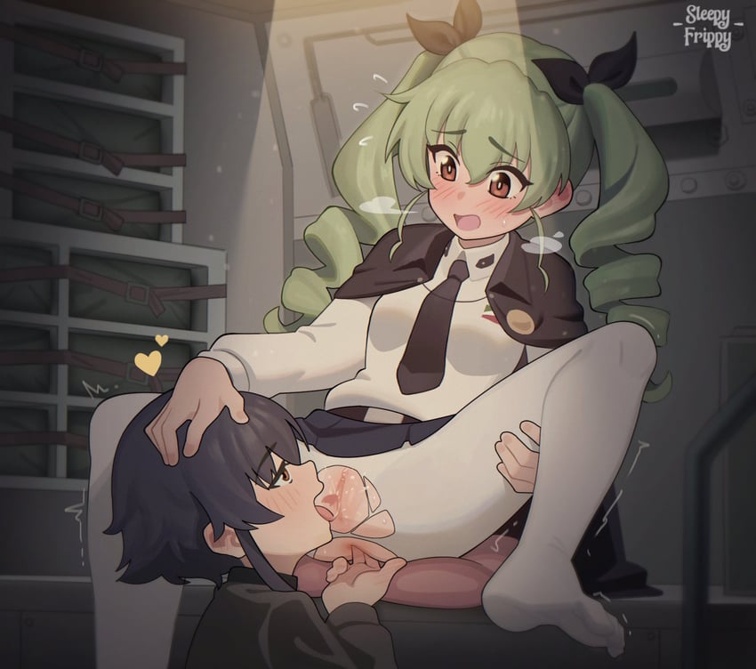 anchovy and pepperoni (girls und panzer) drawn by sleepy_frippy