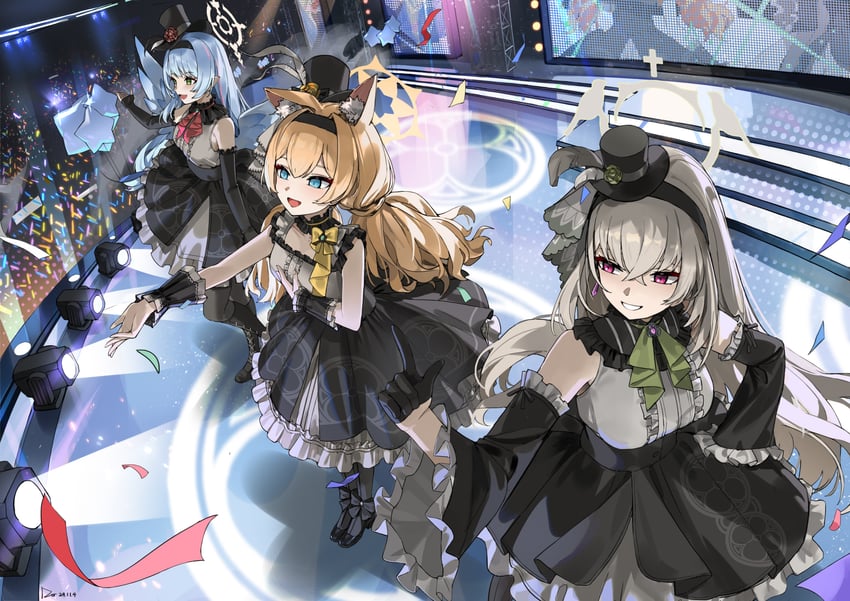 mari, sakurako, and mine (blue archive) drawn by dor_m