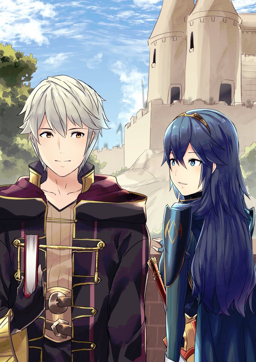 lucina and male robin (fire emblem and 1 more) drawn by ameno_(a_meno0)