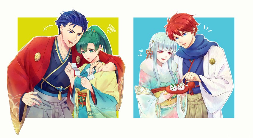 lyn, ninian, eliwood, and hector (fire emblem and 2 more) drawn by taiga_kazame