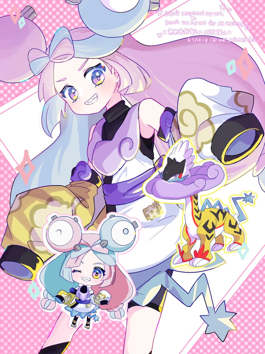 iono and raging bolt (pokemon and 1 more) drawn by saki_pokeoekaki