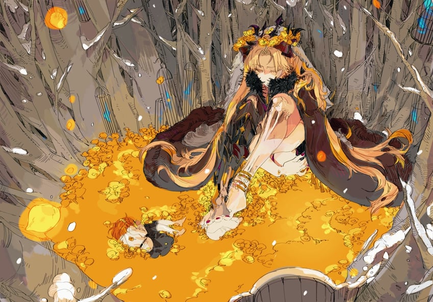 fujimaru ritsuka and ereshkigal (fate and 1 more) drawn by siyahiroi
