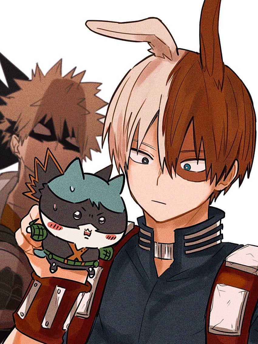 midoriya izuku, bakugou katsuki, and todoroki shoto (boku no hero academia) drawn by kun_mha