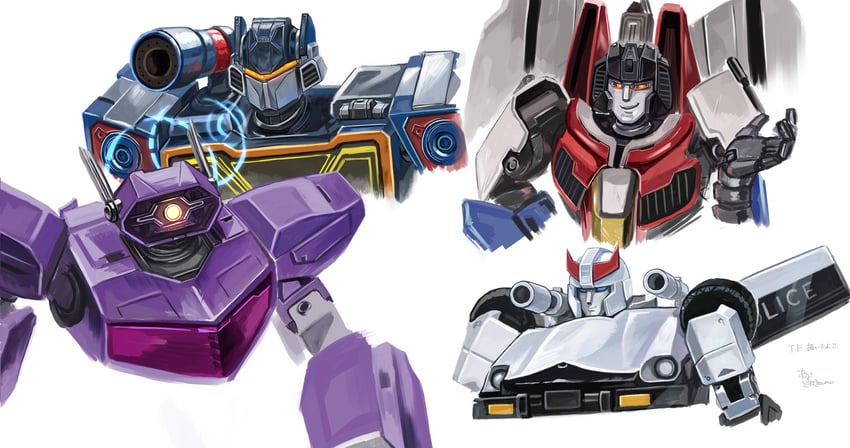 starscream, soundwave, shockwave, and ratchet (transformers and 1 more) drawn by amazuya_azuma