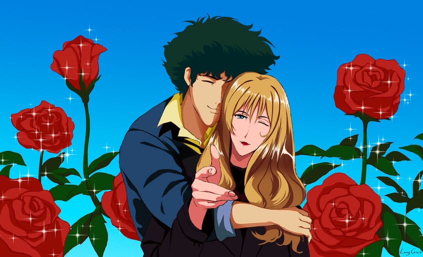 spike spiegel and julia (cowboy bebop) drawn by lucyguusi