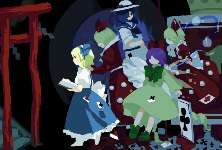 alice margatroid, rengeteki, wayousei, ayana, trump king, and 2 more (touhou and 1 more) drawn by kaigen_1025
