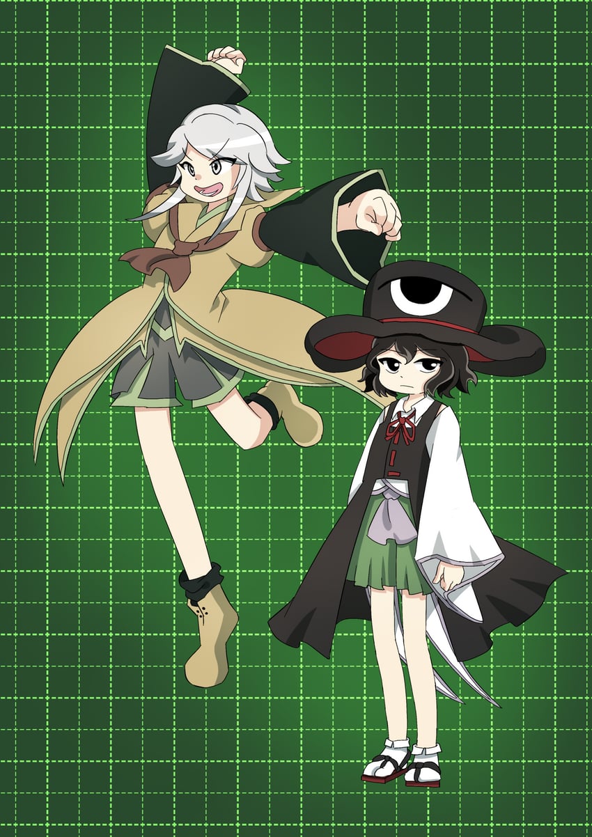 enraku tsubakura and houlen yabusame (len'en) drawn by chikafumikou