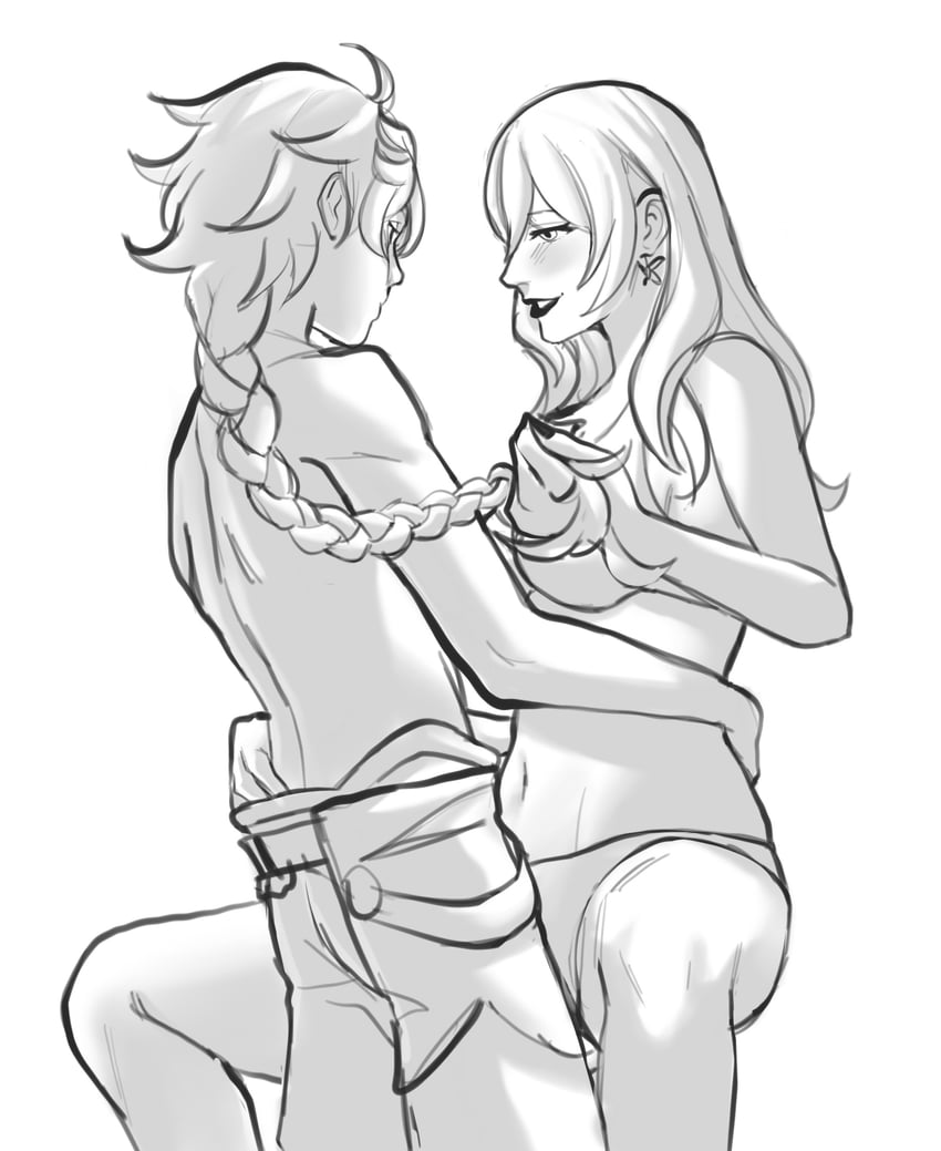 aether and lisa (genshin impact) drawn by lulu_(user_mmrd2745)